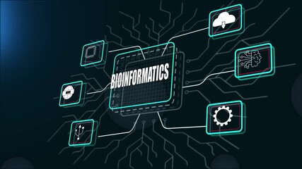 Bioinformatics technology chip connecting dna research, ai data analysis, and futuristic digital science innovation - Powered by Adobe