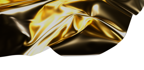 Close-up shot of gold fabric texture with flowing folds and light reflections. Ideal for luxury, premium, and artistic backgrounds.