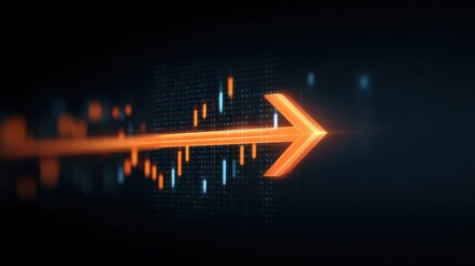 Dynamic Arrow Graphic Representing Financial Trends and Market Growth with Blue and Orange Color Scheme for Technology and Business Themes