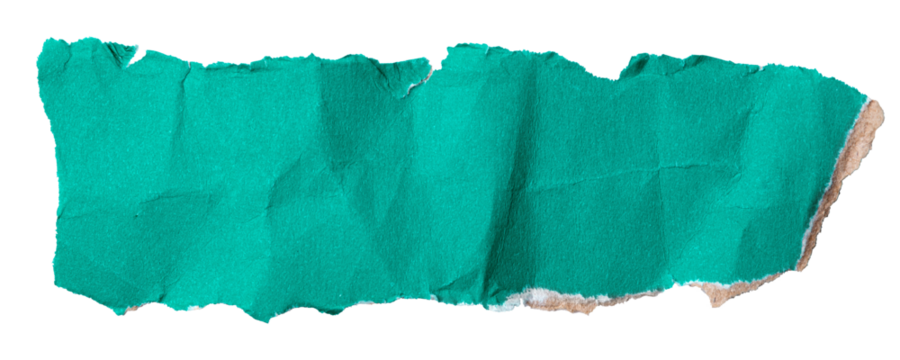 Green torn cardboard isolated on a transparent background