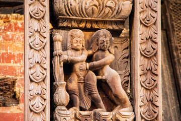 Ancient Erotic Wood Carving of Patan Durbar Square