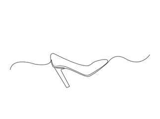 Obraz premium High heels in single outline illustration. Continuous line art drawing of woman High heels. Editable stroke.