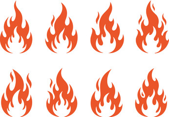 fire, flame, icon, symbol, heat, energy, danger, warning, hot, blaze, burn, inferno, combustion, ignition, warmth, power, abstract, graphic, design, element, set, collection, orange, isolated, white b