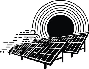 Solar Panel Array Silhouette - Renewable Energy Icon