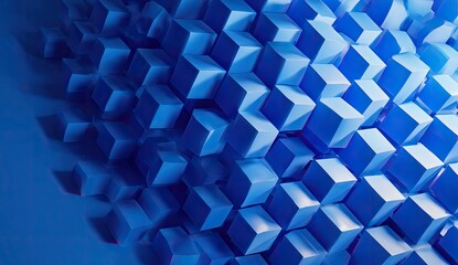 Fototapeta premium Abstract digital art featuring gradient blue cubed shapes in a repeating architectural pattern