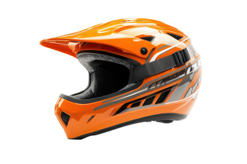 Bright orange motocross helmet with full-face coverage and aggressive design.