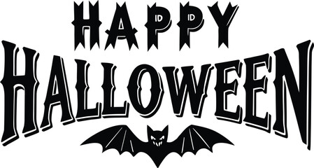 Halloween Greeting Typography Happy Halloween Vector Illustration, Happy Halloween creative typography vector design art, vector illustration of a silhouette of Happy Halloween theme