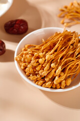 Golden Cordyceps Mushrooms and Red Dates Traditional Chinese Medicine Herbal Formula Ingredients
