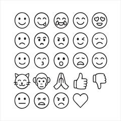 Emoticon faces outline.