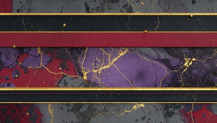 Abstract layered texture features a dark grey and marbled design with red and purple accents