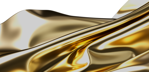 A high-quality abstract background featuring flowing, reflective gold fabric. Ideal for luxury themes, fashion, design projects, and visual conc