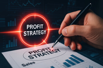 Profit strategy planning and data analysis create business growth with digital dashboards and financial insights