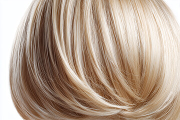 Fototapeta premium close-up of short blonde bob cut wig, fine texture, realistic details, isolated on white background