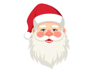 Cheerful Santa Claus head smiling warmly with a fluffy white beard and a red hat, spreading holiday joy and Christmas spirit, perfect for festive designs and seasonal greetings