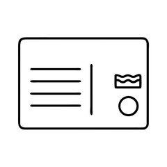 Outline of postal postcard with stamp corner design concept  