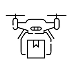 Delivery drone with package icon in vector design  