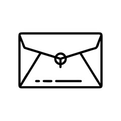 Envelope with seal in simple line design for postal communication concept  