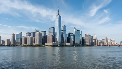 Sea View with Modern Skyscrapers Skyline