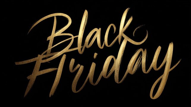 black friday golden brush lettering,
