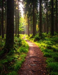 Fototapeta premium Forest Path Sunlight Nature Trail.