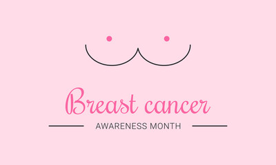 Breast Cancer Awareness Month minimalist banner template. Pink October month info background. Vector illustration