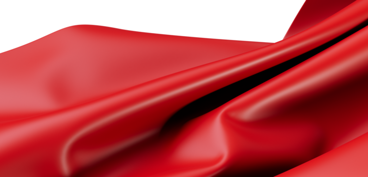 Close up of vibrant red flowing fabric with soft folds and shadows, a beautiful abstract design for background. Perfect for design and more.