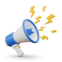 3D Megaphone Icon for Loud Announcement and Alert.