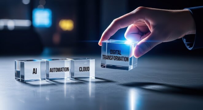 AI and automation drive digital transformation with innovation pushing technology toward success - Powered by Adobe