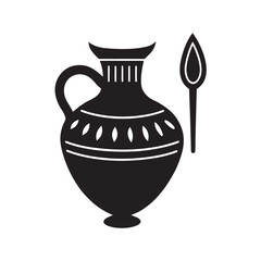 Ancient Pottery Utensil Silhouette Illustration