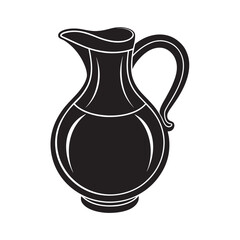 Clay Pitcher With Handle Silhouette Design