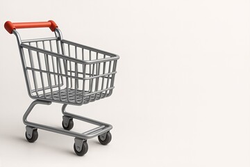 Empty Shopping Cart on a Plain Background for Commercial and Retail Use