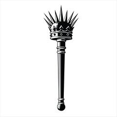 Ornate graphic of a stylized mace topped with a sharp, spiked crown, representing ultimate authority and control.