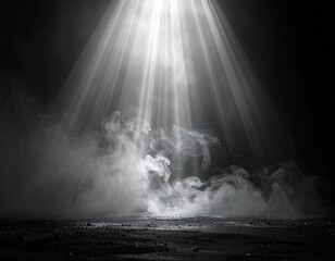 Cinematic Dust and Fog Overlay with Light Rays and Fine Grain Texture