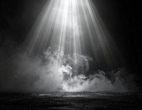 Cinematic Dust and Fog Overlay with Light Rays and Fine Grain Texture