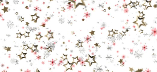 A vibrant background featuring falling gold stars and snowflakes, perfect for Christmas or New Year celebrations, creating a sense of joy and ho