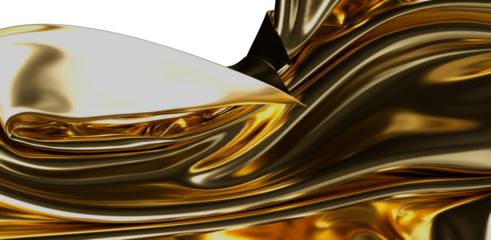 Stunning 3D rendered gold fabric with beautiful fluid wave effects. Suitable for backgrounds, luxury concepts, design elements, or artistic appl