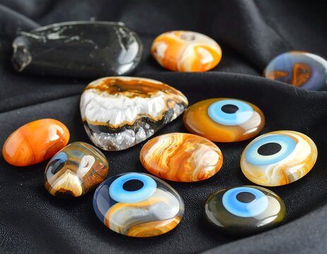 Colorful Polished Stones and Eye Stones. - Powered by Adobe