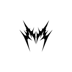 Abstract black spikes arranged in a symmetrical pattern on a plain white background