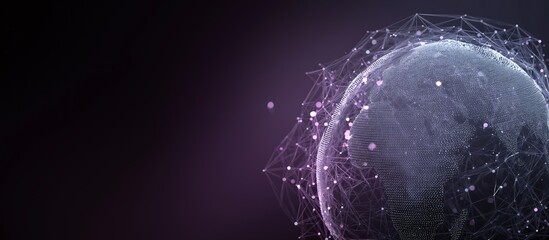 Digital globe with network nodes and AI icons is positioned against dark background, symbolizing global connectivity and technology. image conveys futuristic and innovative atmosphere