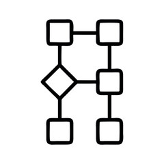 Simple flowchart diagram with squares and diamond shapes connected by lines