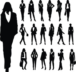 silhouettes of people woman set