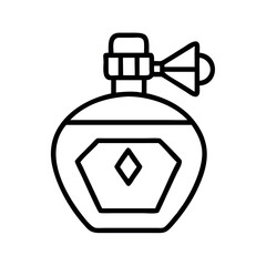 Elegant outline of a vintage perfume bottle with a diamond emblem