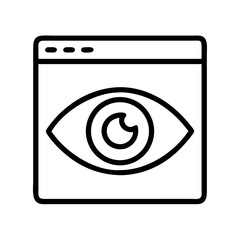 Digital eye icon inside a browser window representing online observation