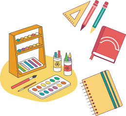Creative Art and Stationery Set with Paints Brushes and Sketchbooks for School or Studio