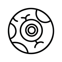 Simple hand drawn outline of a spooky eyeball with bloodshot veins