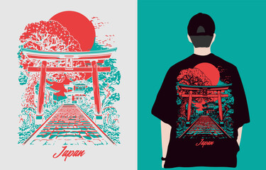 Japanese style popular typography t-shirt design for clothes sale poster banner wallpaper vector