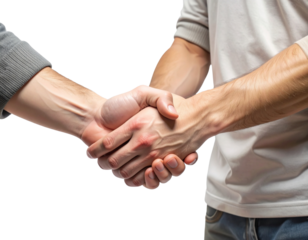Untitled design - Handshake Between Two People in Casual Clothes, Front View, Isolated on Transparent Background (2)