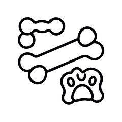 Simple line art icons of dog bones and paw print for pet themed designs