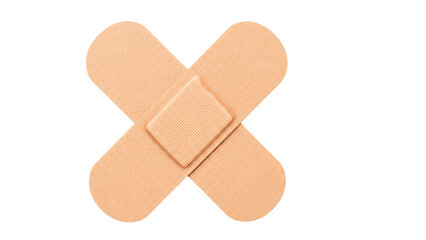🩹 Two Intersecting Adhesive Bandages Forming an X-Shape on a Pure White Background for Healthcare and First Aid