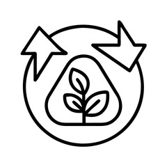 Eco friendly symbol with plant and recycling arrows representing sustainability and growth